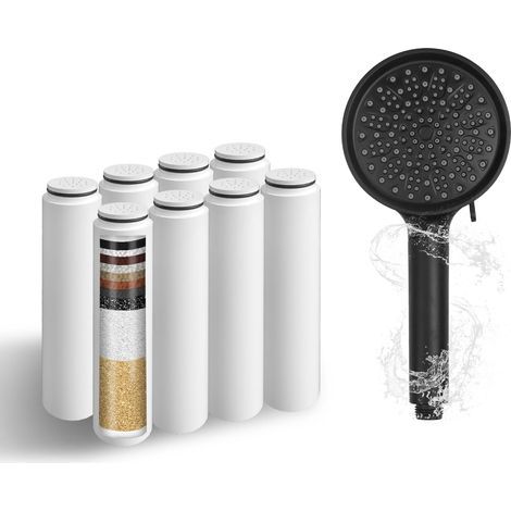 Pack of 8 Replacement Filters for Cobbe Shower Heads, Activated Carbon, Eliminates Chlorine (1/5)