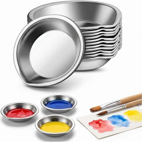 Convient pour Le mélange 12pcs compact Plateau de Peinture Rond en métal Inoxydable Plateau de (1/5)