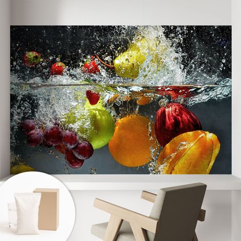 Papier peint intissé avec imprimé pour intérieur moderne application facile a motif - Colle incluse gratuite Fruits dans l'eau 104x70 cm (1/5)