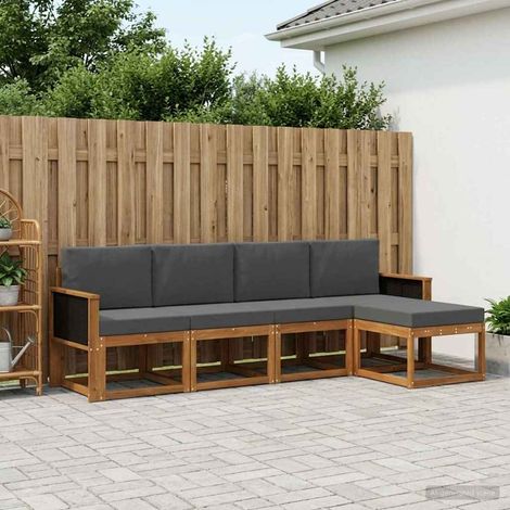 vidaXL Outdoor Sofa Set 5 pcs Natural and Anthracite Polyester