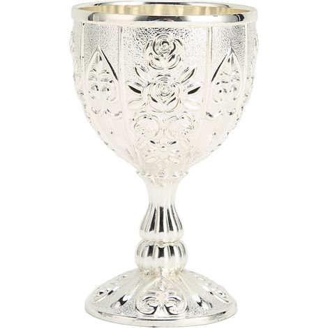 Gobelet à Vin Métal Embossé Motif Fleuri Vintage, Détails Délicats, Idée Cadeau Décoration Maison Argenté (1/5)