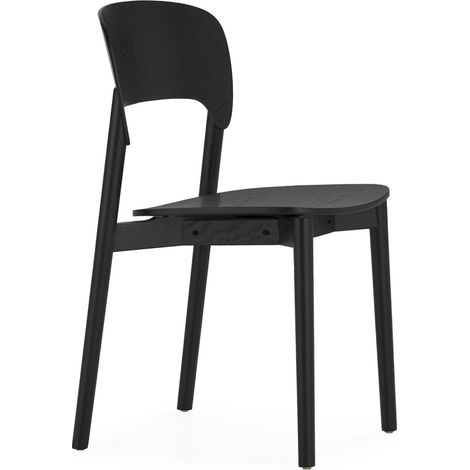Chaise en bois de frêne noir design contemporain assise confortable - noir frêne profond satiné