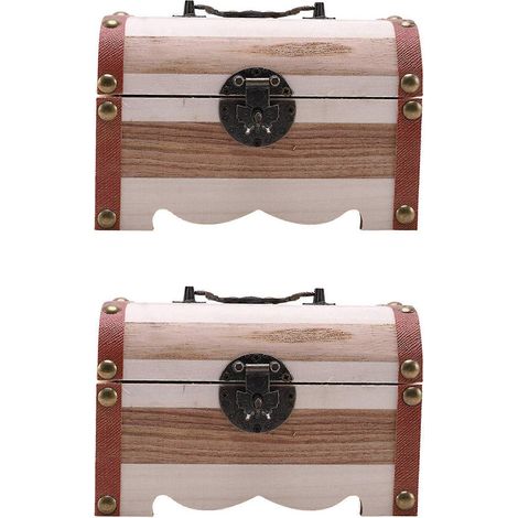 Ensemble de deux tirelires en bois, avec serrure, sculptées à la main, idéales pour ranger des pièces de monnaie et autres objets. (1/5)