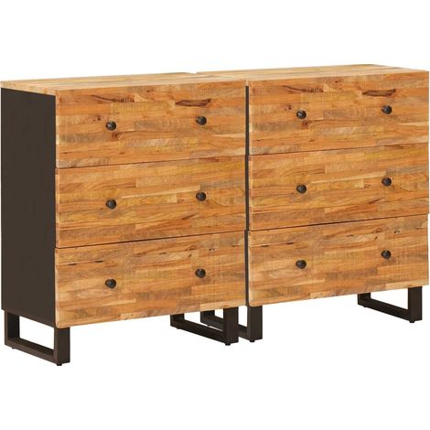 vidaXL  Sideboard  2 pcs Brown 60 x 33 x 75 cm Solid Mango Wood