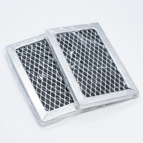 Ortviai Lot de 2 Filtres à Charbon pour Micro-ondes Whirlpool W10892387 - Grille de Rechange avec Charbon Actif et Aluminium - 13,3 x 8 cm - Élimination des Odeurs et Graisses - Argent (1/5)