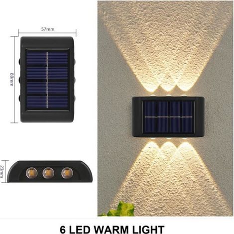 Applique murale solaire - 6 LED - Étanche - Jaune