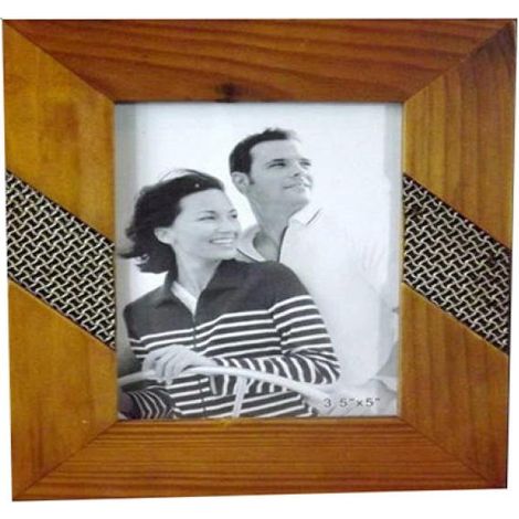 Cornice portafoto in legno con decorazione diagonale 19x14 cm (1/2)