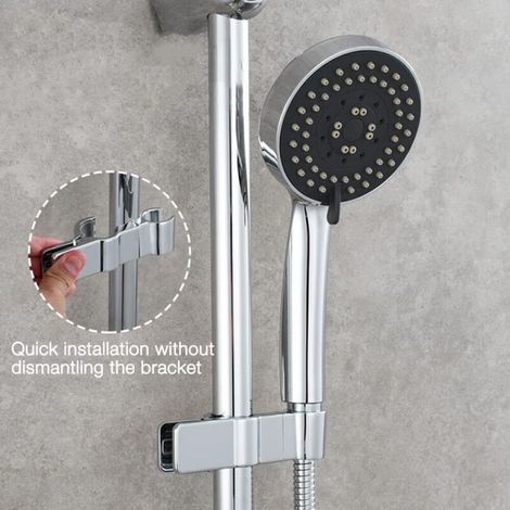 Support pour pommeau de douche sans perçage – Métal chromé, diamètre réglable 18–25 mm, fixation murale facile (1/3)