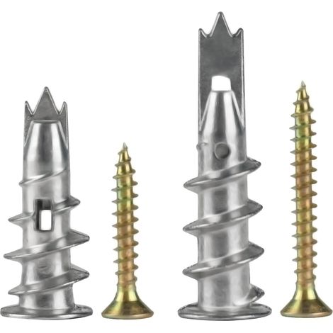 APEX Chevilles pour plaques de plâtre M4 avec vis autoperceuses, 90 chevilles autoperceuses métalliques avec vis, chevilles métalliques, fixations et vis, adaptées aux plaques de plâtre, aux murs creu (1/5)