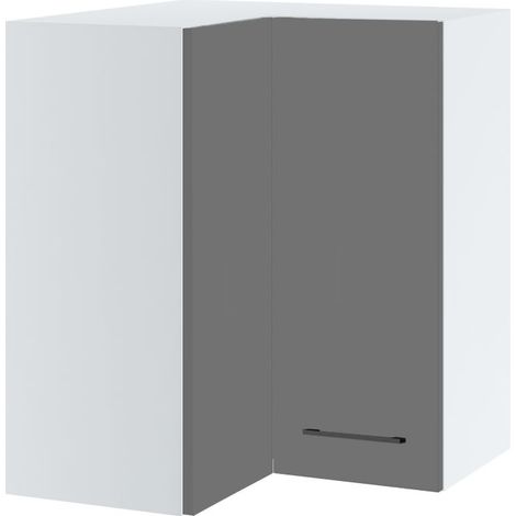 Meuble d'angle haut de cuisine Lovia Gris Mat 2 portes L 60/60 cm - Porte avec poignée apparente Grey (1/2)