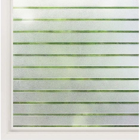 Enowelir Film Fenêtre Electrostatique à Rayures Horizontales, Opaque et Autocollant, Protection Intimité pour Salle de Bain et Cuisine, 45 x 200 cm (1/4)