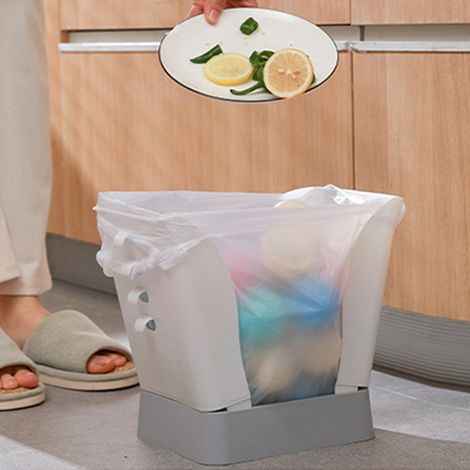 Poubelle extensible pour la maison, la cuisine et la salle de bain ouverture réglable sur neuf niveaux tendance sur Douyin (TikTok) blanche et grise. (1/5)