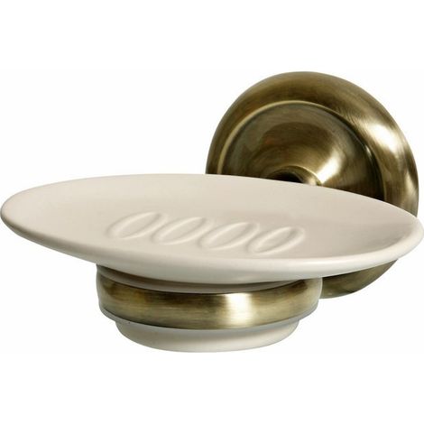 Portasapone in ceramica Deco, ottone anticato (1/2)