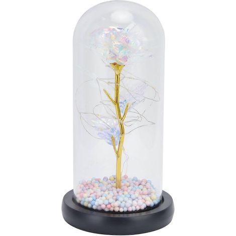 Rose artificielle LED décorative avec base noire, fleur colorée, cadeau pour la Saint-Valentin ou un anniversaire. (1/4)