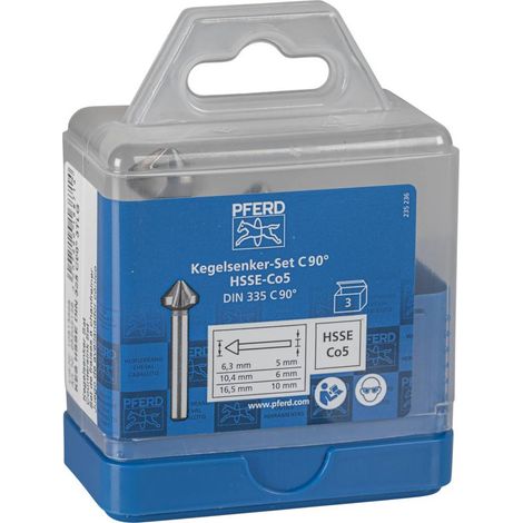 PFERD TOOLS SET KES HSSE DIN 335 C90° 3 25202155 Kit svasatori conici 6.3 mm, 10.4 mm, 16.5 mm HSS 1 pz. (1/2)