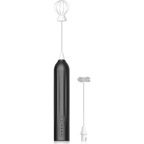 Mousseur à lait électrique avec 2 tasses - générateur de mousse avec 3 vitesses rechargeables par USB - mixeur à mousse pour latte, cappuccino (1/5)