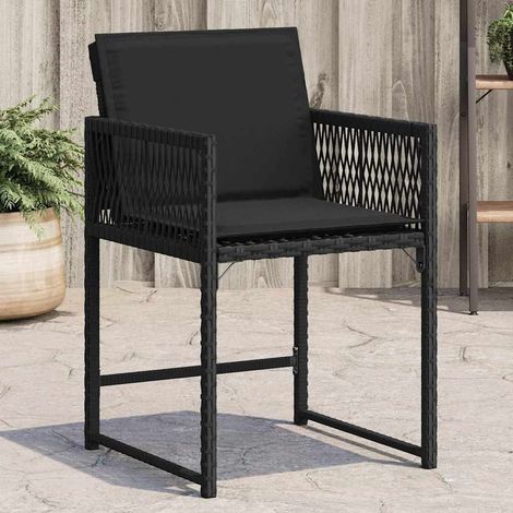 vidaXL Sedie da Giardino con Cuscini 4 pz Nere in Polyrattan
