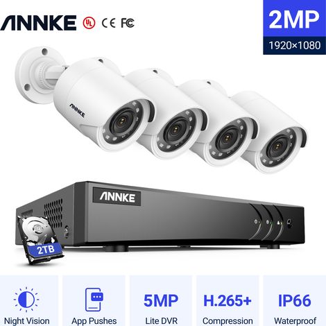ANNKE 1080P HD Waterproof IR Night Vision TVI Bullet Security Camera 4Camera H.265+ 3K HD CCTV Security Kit - 2TB HDD (1/5)
