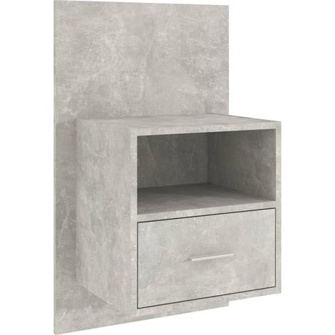 Comodino sospeso con cassetto e vano a giorno 48,5 x 32,5 x 80 cm in multistrato grigio cemento DEC034293