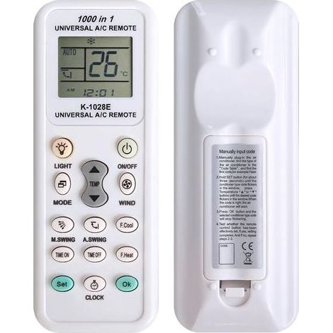 K-1028E Universalfernbedienung für Klimaanlagen, 1000 Funktionen, digitale LCD-Fernbedienung, kompatibel mit Fujitsu, LG, Panasonic, Samsung, Mitsubishi (1/5)