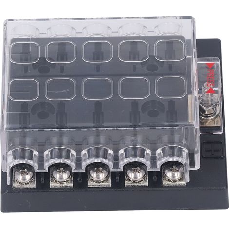 10-fach Sicherungsblock, wasserdicht, Kfz-Sicherungshalter, Auto- und Marine-Flachsicherungskasten, 12–36 V DC (1/5)