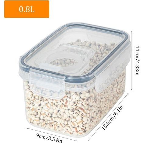 Lebensmittelbehälter – BPA-freier, luftdichter, rechteckiger 0,8-Liter-Behälter mit Deckel – Aufbewahrung für Kühlschrank und Gefrierschrank – Küchenaufbewahrung (1/4)