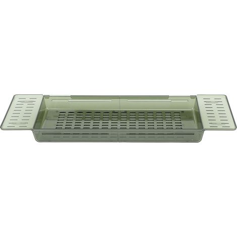 Plateau de baignoire extensible avec évacuation, grande capacité, étanche, vert translucide. (1/5)