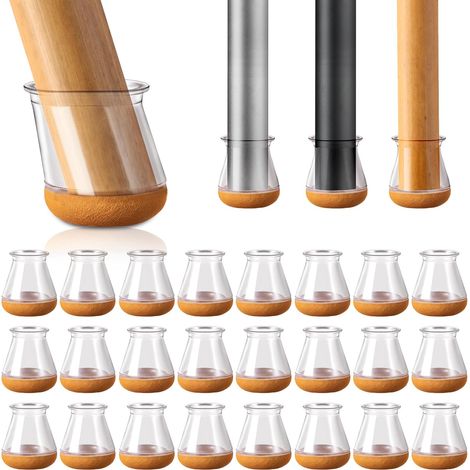 Protection Pied de Chaise Silicone, 40 pièces Ronds avec Feutre Épaissi, Capuchons Anti-Rayures et Réducteurs de Bruit pour Tous Sols Durs (Diamètre: 14-20mm)