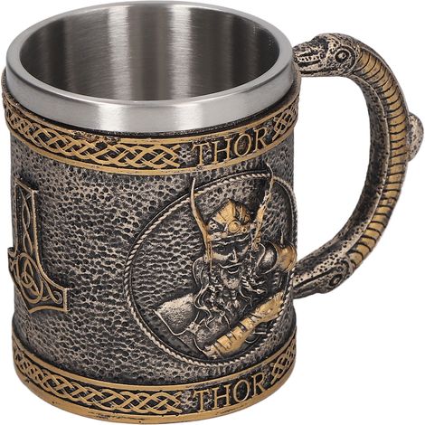 Mug en acier inoxydable avec doublure, peint à la main, style rétro médiéval, en résine, idéal pour bar, karaoké ou restaurant. Parfait pour la maison, un bar ou un karaoké.