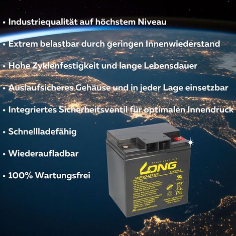 Kung Long WP30-12TNE 12V 30Ah AGM Bleiakku M5 zyklenfest