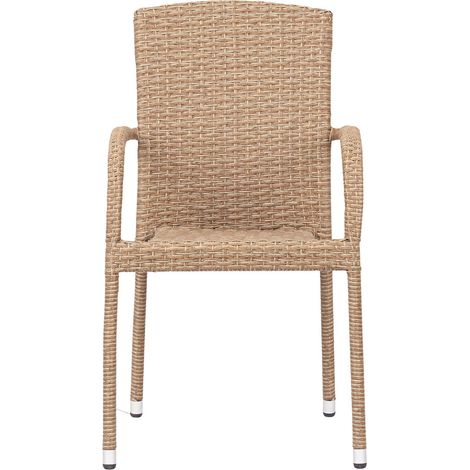 Ebuy24 – Chaise de jardin empilable en osier naturel – Accoudoirs ergonomiques – Structure légère et robuste – Confort optimal pour terrasse (1/2)