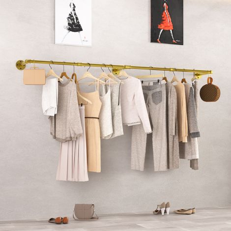 180cm Extra Long Clothes Rail Industrial Pipe Rack Hanging Garment Shop Display, Gold