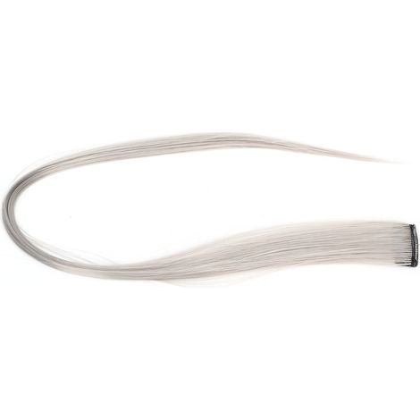 Mèches de cheveux lissées clip gris clair pour extension capillaire couleur vive, accessoire perruque pour cosplay, fête, déguisement et vacances (1/5)