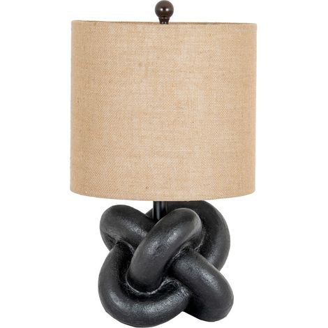 Knot Table Lamp with Hessian Shade - Metal - L30 x W30 x H51 cm - Black