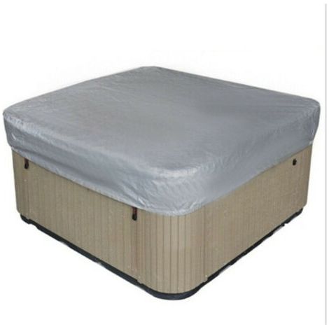 Sollbry Couverture de Spa extérieure Couverture de Spa carrée Housse de Spa imperméable en Tissu Polyester 190T Anti-poussière Anti-UV avec Sac de Rangement, Gris 207 × 207 × 30 cm (1/3)