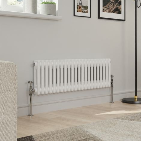 Warmehaus Traditional Double Column White Radiator Cast Iron Style Radiators 300 x 1010mm
