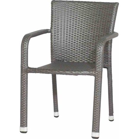 Minas Stapelsessel Gestell Aluminium schwarz, Fläche Gardino®-Geflecht titan (1/5)