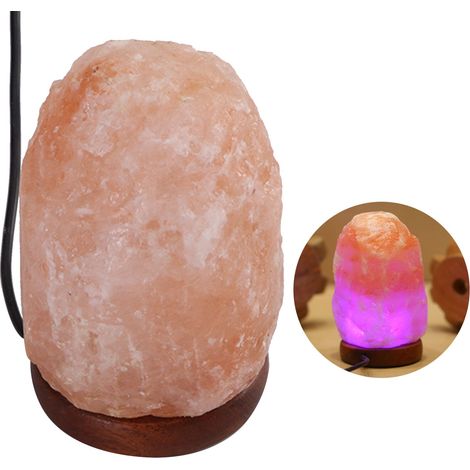 Lampe de sel de l'Himalaya LED multicolore à cristaux de sel, alimentation USB, éclairage naturel d'ambiance (1/5)