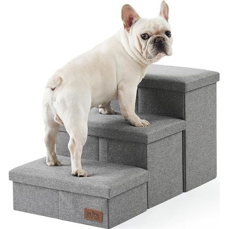Escalier pour Chien Pédale Pliable pour Animaux de Compagnie Couvercle Chat Rampe Chaise Canapé Gris 43x72x42.5cm (1/5)