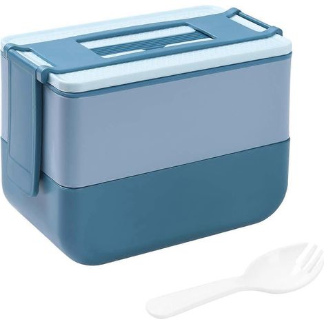 Lunchbox, 2-stöckige Bento-Box mit Fächern, Bento-Box für Kinder und Erwachsene, mikrowellengeeignet