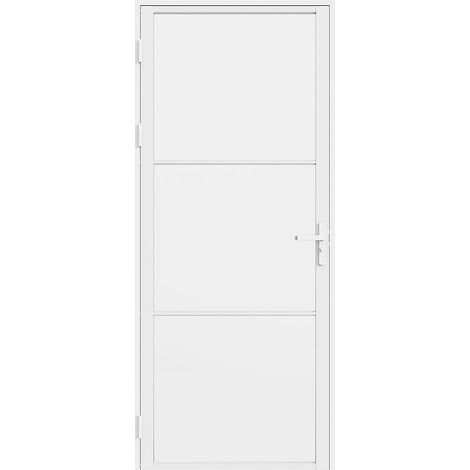 Bloc porte réversible en aluminium et verre trempé dépoli - H204 x L73 cm - Blanc - MASERU