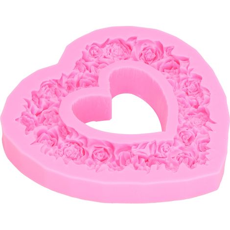 Moule à gâteau en silicone en forme de rose, cœur et couronne, 3D, pour mariage, anniversaire, fête. (1/5)