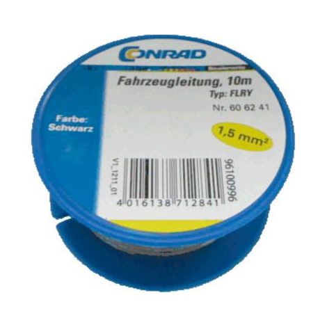 Conrad Components FLRY-B cable negro 10 metros 1.5 mm²