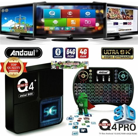 Trade Shop - TV-BOX HDMI BLUETOOTH 4 GB RAM 64 GB ROM 6K ULTRA HD VERWANDELT ANDROID TV Q4PRO - (1/5)