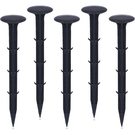 Piquets de jardin en plastique UlisemGarden pour fixation de toiles anti-mauvaises herbes, protection UV (50 pièces, noir) (1/4)