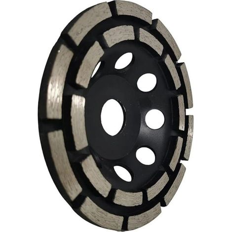 Disque Diamant à Meuler et Poncer, Meule Abrasive Diamantée 125mm x 22,23mm à Double Rangée, pour Poncer Chape, Dalle Béton, Carrelage et Colle Carrelage. (1/5)