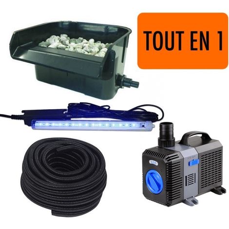 Le Poisson Qui Jardine – Cascade de jardin avec pompe 5000 l/h – Éclairage LED télécommandé – Tuyau 25 mm inclus – Kit complet 4 en 1 (1/5)