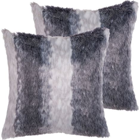 Set di 2 cuscini in poliestere grigio 45 x 45 cm con cerniera in rilievo soggiorno camera da letto Horderum
