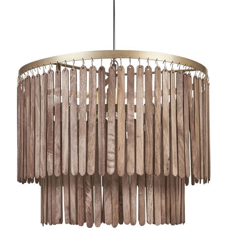 Lampada a sospensione in legno di mango, appesa a soffitto, illuminazione domestica fatta a mano in legno scuro Kaveri