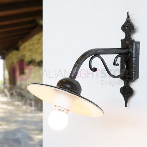 LANTERNA APPLIQUE IN FERRO BATTUTO MINI PIATTO CRUCCOLINI LANTERNE LAMPADE (1/5)